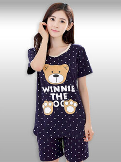 ชุดเซ็ทเสื้อกางเกงน้องหมีแต่งลายจุดน่ารัก รหัส2093