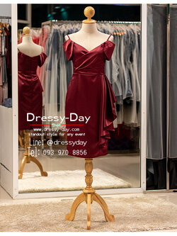 รหัส ชุดราตรี :PFS102 ชุดราตรีสั้นพร้อมส่ง ชุดราตรีสั้น เปิดไหล่ ชุดไปงานแต่งกลางคืน กลางวัน คนอ้วนใส่สวย