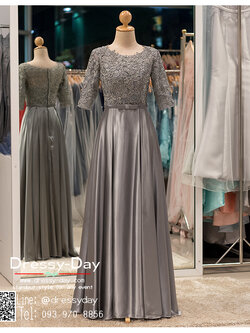 รหัส ชุดราตรี :PFL057 ชุดราตรียาวแบบมีแขนผ้าซาตินพรีเมี่ยม ใส่ได้หลากหลายโอกาส