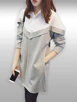 เสื้อแฟชั่นผู้หญิงสีเทาแขนยาวแต่งคอปกรหัส1592