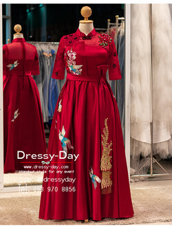 รหัส ชุดราตรียาว : KPL136 ชุุดยกน้ำชา 2020 พร้อมส่ง ชุดพิธียกน้ำชาจีน มีแขน แบบยาว สวย ปัง อลังทุกองศา