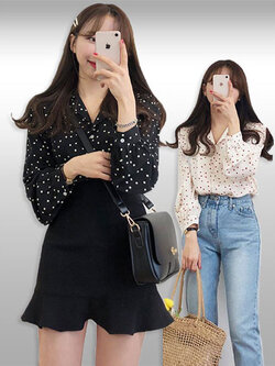 เสื้อเชิ๊ตแฟชั่นสวยหวานสไตล์เกาหลี มี2สี รหัส2329