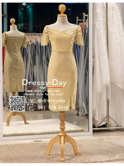 รหัส ชุดราตรี :PFS084 ชุดไปงานแต่งสั้น แบบมีแขน ชุดไปงานแต่งงานกลางคืน ธีม gliter เรียบ หรู ดูแพง พร้อมส่ง