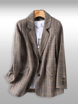 เสื้อสูทแฟชั่นลายสก็อตแบบสวยหรูสไตล์เกาหลี มี 5 ไซส