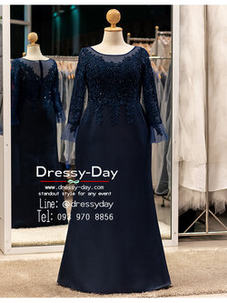 รหัส ชุดราตรียาว : PFL153 ชุดราตรีแม่เจ้าสาว แม่เจ้าบ่าว ญาติเจ้าภาพ มีแขนยาว ปักผ้าลูกไม้และเลื่อม สวย หรูหรา สมฐานะในเกรดเจ้าภาพ