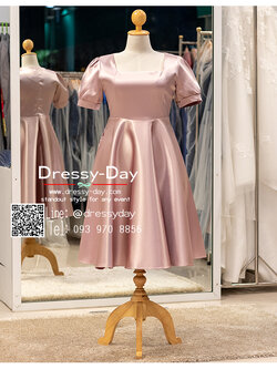 รหัส ชุดราตรี :PFS090 ชุดราตรีสั้น ชุดไปงานแต่งกลางวัน กลางคืน พร้อมส่ง มีแขน กระโปรงทวิสต์ สวย หวาน หรู น่ารักสไตล์คุณหนู คนอ้วนก็ใส่สวยค่ะ