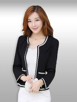 เสื้อคลุมแขนยาวสีดำสไตล์เกาหลีมี 5 ไซส รหัส1390