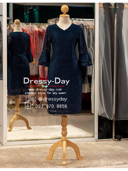 รหัส ชุดราตรี :PFS093 ชุดราตรีสั้น หรู มีแขน ชุดออกงานคุณม่ ชุดไปงานแต่งงานกลางวัน กลางคืน อ้วน อวบ ใส่สวย พร้อมส่ง