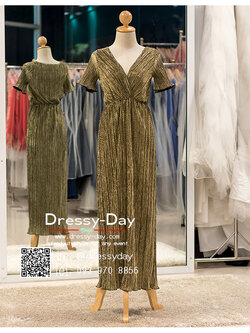 รหัส ชุดราตรียาว : PFL107 ชุดราตรียาว สีทอง คอวี มีแขน สุดเซ็กซี่ เหมาะใส่ออกงานกลางคืน งานแต่งงาน งานกาล่าดินเนอร์ งานเลี้ยง งานพรอม งานรับกระบี่