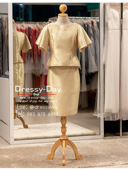 รหัส ชุดเจ้าภาพ :PFS120 ชุดไปงานแต่งกลางวัน ตอนเช้า งานบ่าย แบบมีแขน คนอ้วน อวบ ใส่แล้วเรียบหรูดูแพง