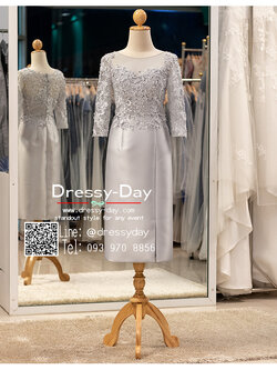 รหัส ชุดเจ้าภาพ :PFS092 ชุดราตรีสั้น มีแขน ปักลูกไม้ สวย หรู หวานละมุนแบบมีคลาส ใส่ไปงานแต่งงานเช้า กลางวัน กลางคืน คนอ้วน คนอวบใส่สวย