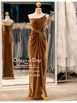 รหัส ชุดราตรียาว : PFL171 ชุดไปงานแต่ง กลางคืน ไหล่เฉียง เรียบหรูดูแพง คนอ้วน คนอวบ ใส่สวยมากค่ะ