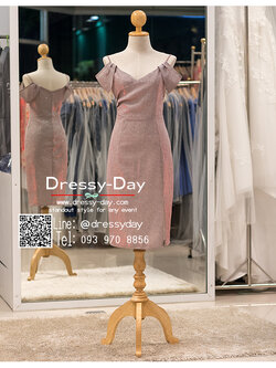 รหัส ชุดราตรี :PFS082 ชุดราตรีสั้น พร้อมส่ง สายเดี่ยว เปิดไหล่ มีแขน ผ้ากลิตเตอร์ สวย หรู เซ็กซี่ คนอ้วน คนอวบ ใส่สวยค่ะ