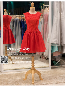 รหัส ชุดราตรีสั้น : AN050 ชุดแซก ชุดราตรี สีแดง ลูกไม้แขนกุด เรียบหรูเหมาะใส่ออกงานกลางคืน งานคอกเทล หมาะใส่ออกงานแต่งงาน งานกลางวัน กลางคืน ชุดเพื่อนเจ้าสาว