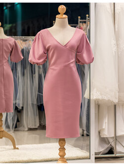 รหัส ชุดไปงานแต่งงาน : PFS213 ชุดไปงานแต่งกลางวัน ตอนเช้า งานบ่าย แบบมีแขน คนอ้วน อวบ ใส่แล้วเรียบหรูไฮโซ