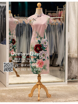 รหัส ชุดกี่เพ้า : KPS104 ชุดกี่เพ้าพร้อมส่ง ชุดจีนประยุกต์ สั้น สีชมพูส มัยใหม่ คนอ้วน อวบ ใส่สวยมาก