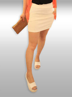 กระโปรงแฟชั่นสีขาวแบบสั้น รหัส 2123