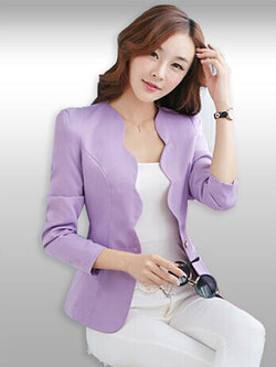 เสื้อสูทผู้หญิงแฟชั่นสีม่วงปกหยักแบบเรียบหรู มี 5 ไซส รหัส2066