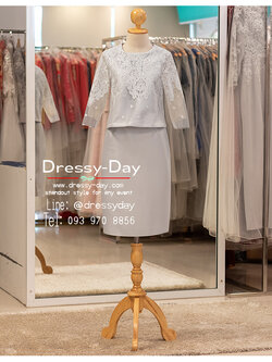 รหัส ชุดไปงานแต่งงาน : PFS119 ชุดไปงานแต่งกลางวัน ตอนเช้า งานบ่าย แบบมีแขน คนอ้วน อวบ ใส่แล้วเรียบหรูไฮโซ