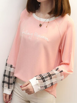 เสื้อแฟชั่นแขนยาวต่อผ้าโปร่งลายตาราง แบบสวมใส่หน้าหนาวอุ่นๆจ้า มี 4 สี รหัส 1967