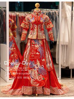รหัส ชุดยกน้ำชา :KPL187 ชุดแต่งงานจีนโบราณ อลังการตามประเพณีจีนดั้งเดิม สวยปังแบบไม่ปราณีแขก