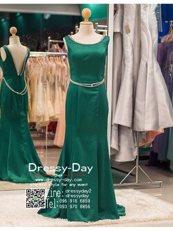 รหัส ชุดราตรียาว :PF011 ชุดแซก ชุดราตรียาวสีเขียวมรกต เหมาะใส่ไปงานแต่งงาน สวยเก๋เหมาะใส่ออกงานกลางคืน งานแต่งงาน