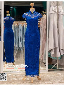 รหัส ชุดกี่เพ้า : KPL034 ชุดกี่เพ้าแบบยาว ผ้าลูกไม้เนื้อดีทั้งชุด สีน้าเงิน สวย หรู และสง่ามากๆ เจ้าสาวที่มองหา ชุดกี่เพ้าประยุกต์ สำหรับใส่ในพิธียกน้ำชา ชุดส่งตัว ถ่ายพรีเวดดิ้ง ชุดแต่งงานตามธรรมเนียมจีน แนะนำคะ สวยมาก สำเนา