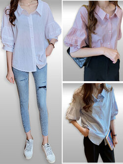 เสื้อแฟชั่นคอปกแบบสวยหวาน มี3สี รหัส2202