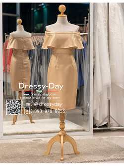 รหัส ชุดราตรี :PFS085 ชุดราตรีสั้น ชุดไปงานแต่ง พร้อมส่ง เปิดไหล่ สวย หวาน เรียบหรู ใส่ได้ทั้งงานเช้าและกลางคืน