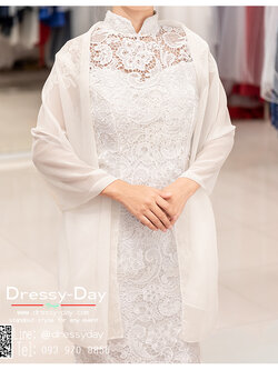 รหัส ชุดผ้าคลุมไหล่ : DD001 ผ้าคลุมไหล่ชุดราตรี ไปงานแต่ง ผ้าคลุมไหล่ชุดราตรีไซส์ใหญ่ เสื้อคลุมชุดราตรีพร้อมส่ง สวย เรียบหรู