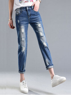 กางเกงยีนส์แฟชั่น แต่งขาดๆ สไตล์เกาหลี มี 4 ไซส์ รหัส 1971