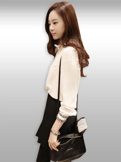 เสื้อเชิ๊ตแฟชั่นสีขาวแขนยาวใส่ทำงานสวยๆ รหัส2039