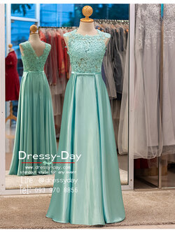 รหัส ชุดราตรียาว : PF002 ชุดราตรียาว เดรสออกงาน ชุดไปงานแต่งงาน ชุดแซก ชุดราตรียาวสีเขียวมิ้น สวยหรูด้วยลูกไม้ด้านบนและเรียบหรูด้วยผ้าซาติน เหมาะสำหรับงานแต่งงาน งานกลางคืน กาล่าดินเนอร์