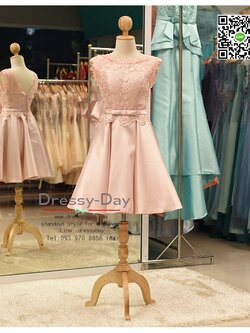 รหัส ชุดราตรีสั้น :PF090 ชุดราตรีสั้น เดรสออกงาน ชุดไปงานแต่งงาน ชุดแซก สีชมพู แขนกุด ผ้าไหมสุดหรู เหมาะสำหรับงานแต่งงาน งานกลางคืน กาล่าดินเนอร์