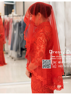 รหัส ผ้าคลุมผม : VD010 ขาย เวล ผ้าคลุมผม พร้อมส่ง เหมาะมากสำหรับใส่ในพิธียกน้ำชา และงานแต่งงานธรรมเนียมจีน สีแดง เวลเจ้าสาว