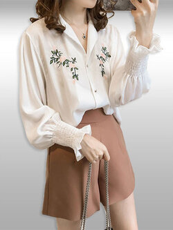 เสื้อแฟชั่นสีขาวแขนยาวแบบสวยหวาน รหัส2338