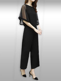 ชุดเซทเสื้อทรงผี่เสื้อกับกางเกงขายาวสีดำ สไตล์สวยหรู รหัส 1946