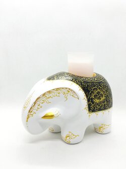 ช้างใส่เทียนหอม Size M สีดำขาว