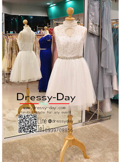 รหัส ชุดราตรี : JE019 เดรสออกงาน ชุดราตรีสั้น ชุดออกงาน ชุดไปงานแต่งงาน เหมาาะใส่งานแต่งงาน งานหมั้น งานกลางวัน กลางคืน ชุดถ่ายพรีเวดดิ้งใส่ถ่ายพรีเวดดิ้งแนวเจ้าหญิ