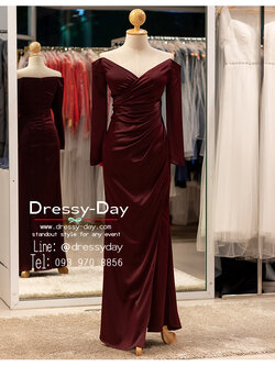 รหัส ชุดราตรียาว : PFL174 ชุดไปงานแต่งคนอ้วน ชุดราตรีคนอวบสวยๆ แบบมีแขน เรียบหรูดูแพง พร้อมส่ง