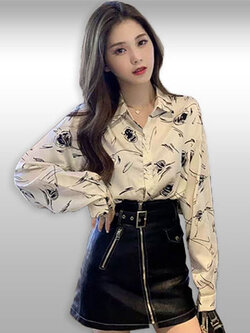 เสื้อเชิ๊ตแฟชั่นแต่งลายใส่สบาย รหัส 2387