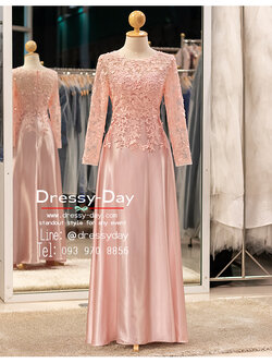 รหัส ชุดราตรี : PFL167 ชุดแม่เจ้าสาว ชุดแม่เจ้าบ่าว ชุดราตรีผู้ใหญ่ แขนยาว สวย หรูหรา ไฮโซ