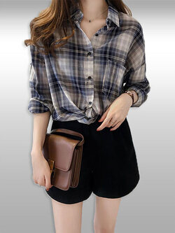 เสื้อเชิ๊ตแฟชั่นลายสก๊อตแบบสวยเก๋ รหัส2324