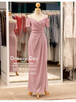 รหัส ชุดราตรียาว : PFL208A ชุดไปงานแต่งวัยรุ่น งานแต่งกลางคืน กลางวัน เช้า สวยเรียบหรูดูแพงสไตล์มินิมอล