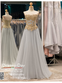 รหัส ชุดราตรียาว : PF014A ชุดราตรียาว เดรสออกงาน ชุดไปงานแต่งงาน ชุดแซก สีเทา เกาะอก เหมาะสำหรับงานแต่งงาน งานกลางคืน กาล่าดินเนอร์ มีซับ