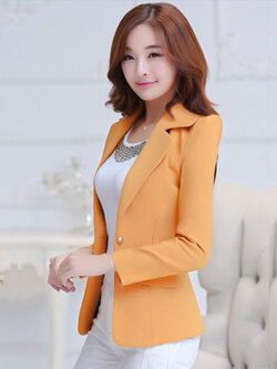 เสื้อสูทแขนยาวแฟชั่นสีส้มแขนพับโชว์ลายรหัส1766
