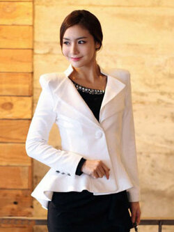 เสื้อสูทผู้หญิงสีขาวแต่งชายหลังยาวสวยหรูรหัส1846