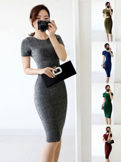 สินค้าพรีออเดอร์ ชุดเดรสแฟชั่นทำงานสไตล์เรียบหรู 5สี 4ไซส รหัส PO-Dress-014