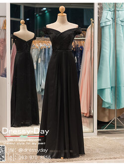 รหัส ชุดราตรี : PFL027 ชุดราตรียาวพร้อมส่ง สีดำ แบบมีแขนเปิดไหล่ โอบไหล่ จับเดรปอก ผ้าเครปซาตินอย่างดี ใส่ไปงานแต่งงานกลางคืน ชุดงานเลี้ยง ชุดพิธีกร น่ารักมาก