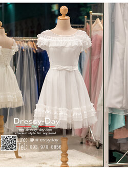 รหัส ชุดราตรีสั้น : BB114 ชุดแซก ชุดราตรี แขนกุด สีขาว เหมาะใส่งานแต่งงาน งานหมั้น งานกลางวัน กลางคืน ชุดถ่ายพรีเวดดิ้งใส่ถ่ายพรีเวดดิ้งแนวเจ้าหญิง